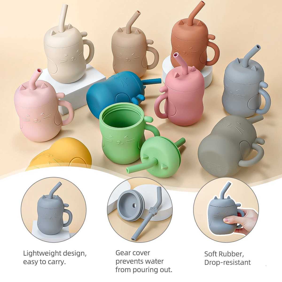 150ML Baby Learning Feeding Cup Kid Feeding Drinkware Straw Bottles Anti-Hot Leakproof Silicone Tableware Toddler Water Bottle X2508061