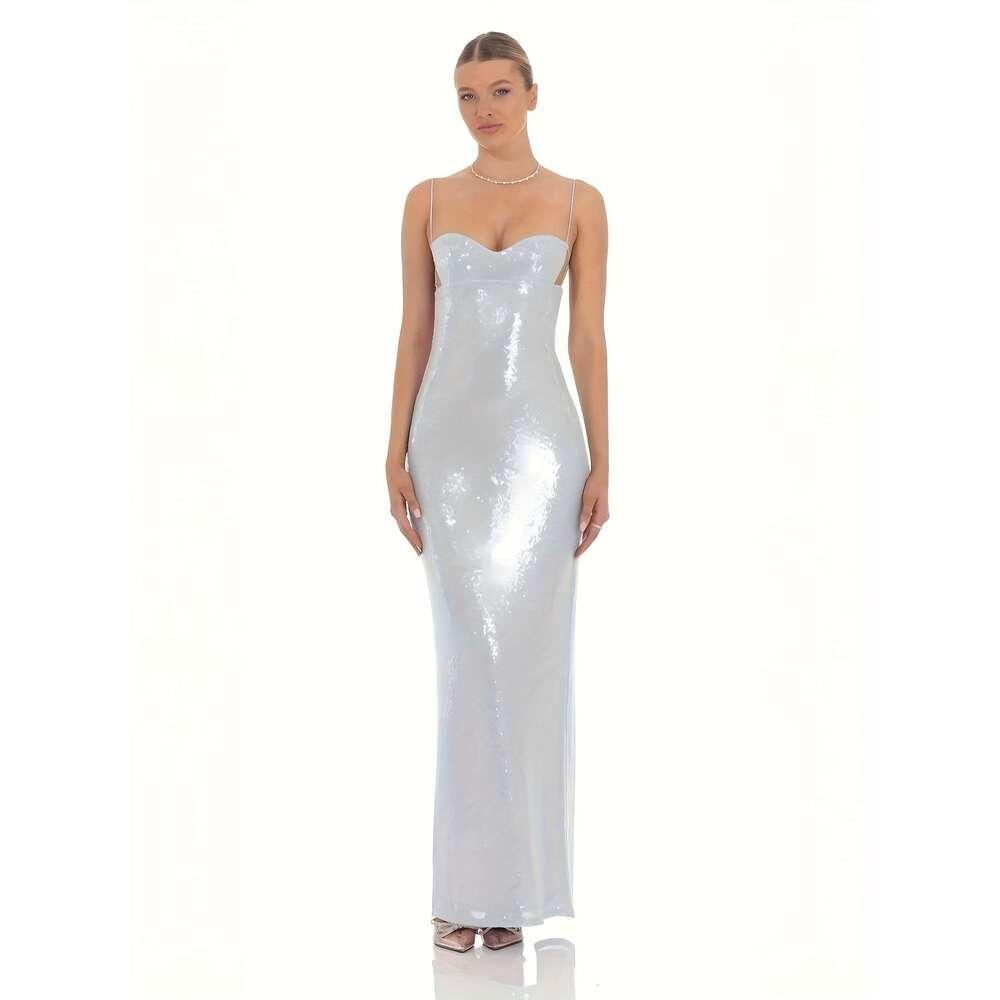 Celebrity Royal Style High-End Tight Beaded Party Evening Bodycon Strap French Beautiful Unique Long Dress 2025 Summer