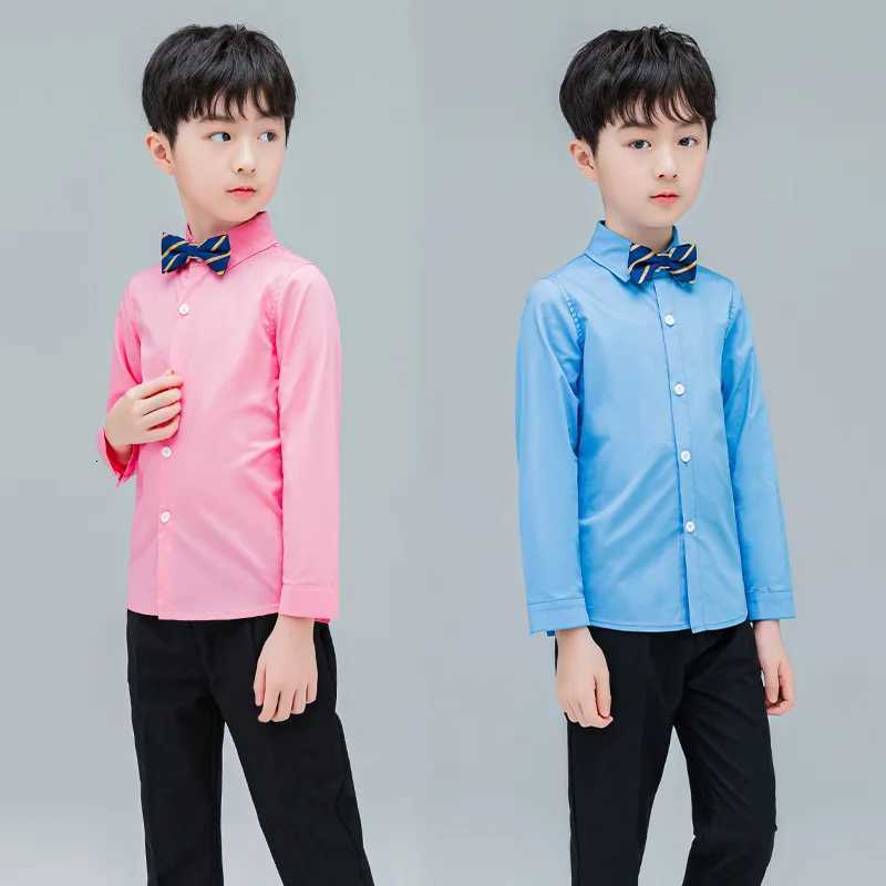 T Shirt for Boys School Kids Performance Dress Blouse Clothing Kids Teenage Boys Girls Turn Down Collar Birthday Formal Prom Shirt X250806