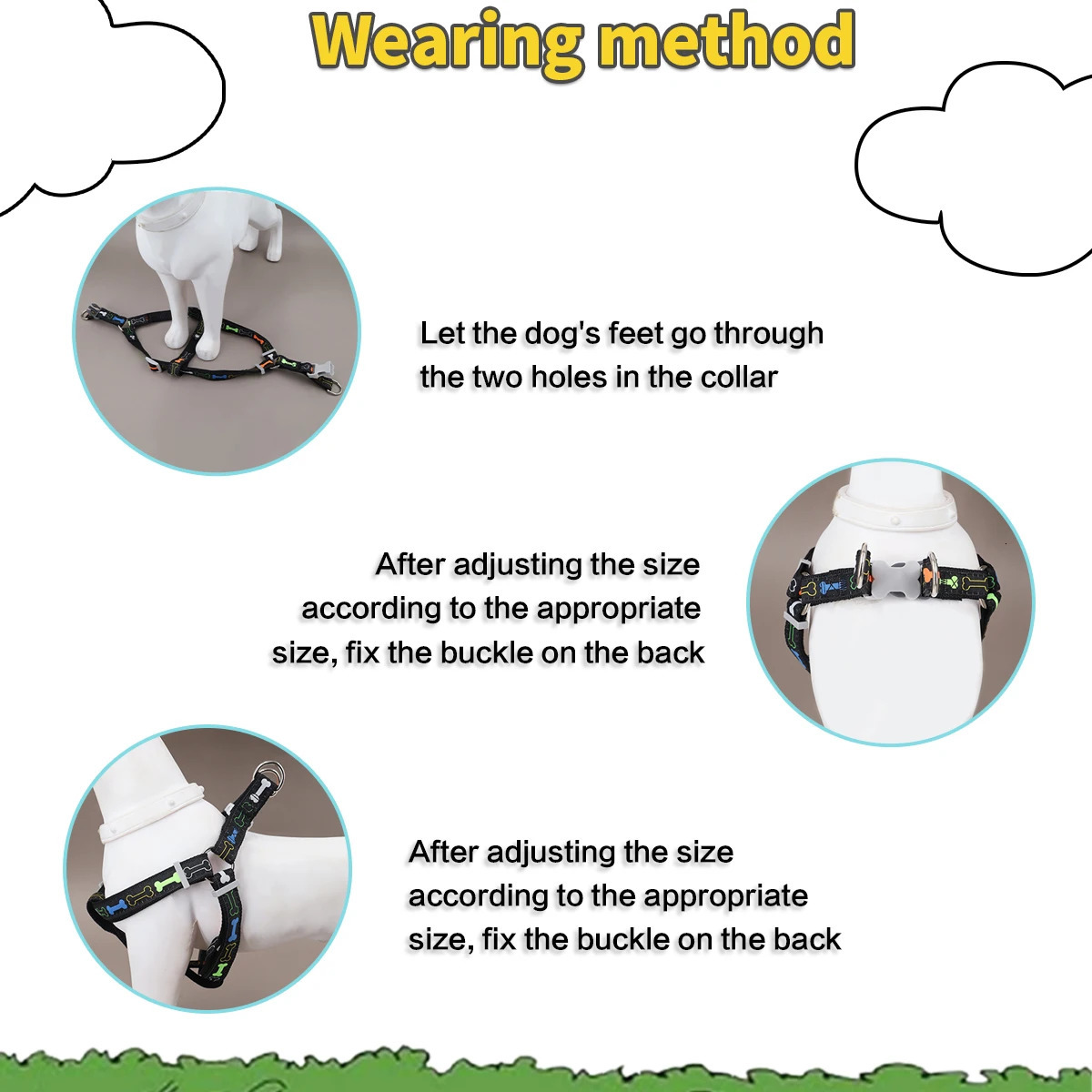 1PC Colorful Bone Tripod Pet Dog Harness For Indoor And Outdoor Use 250805