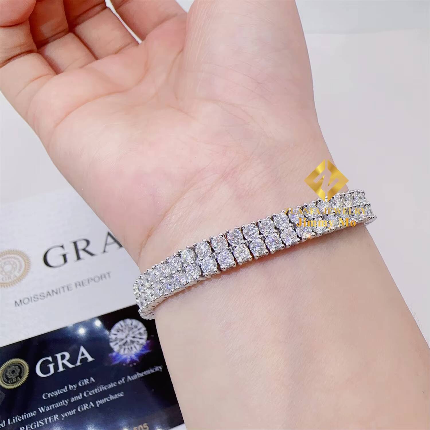 Factory Price Iced Out Chains Silver S925 3mm Two Rows VVS1 Moissanite Tennis Chain Bracelet Women and Men