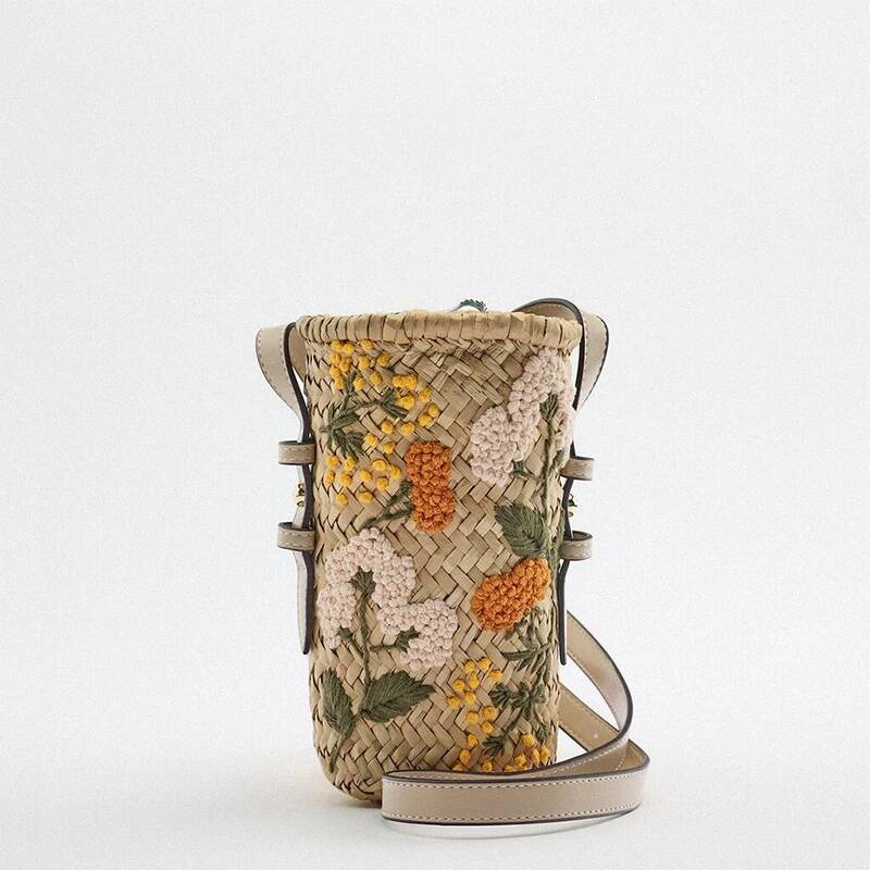 Raffia Straw Bag,Flower Embroidery Rattan Woven Women Crossbody Shoulder Bag,Bohemia Summer Beach Travel Sling Bag,Wicker Purse high-quality