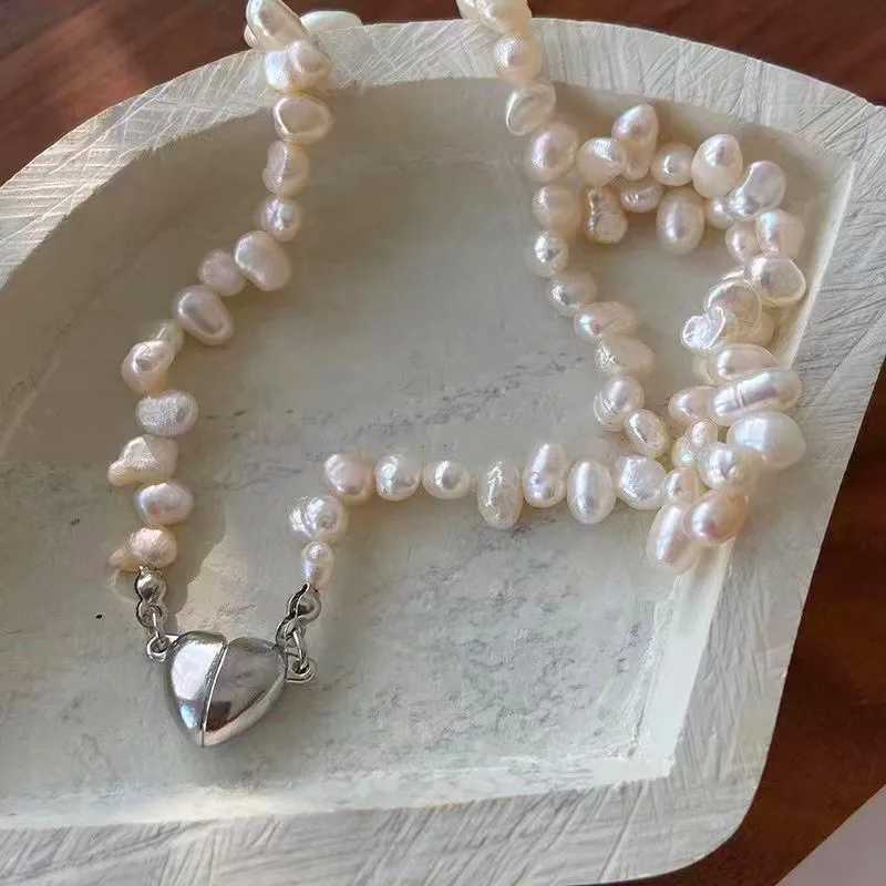 2022 Korean Fashion Pearl Chain Choker Necklace for Women Girls Trend Jewelry Heart Pendant Necklace for Bridal Engagement Y250805