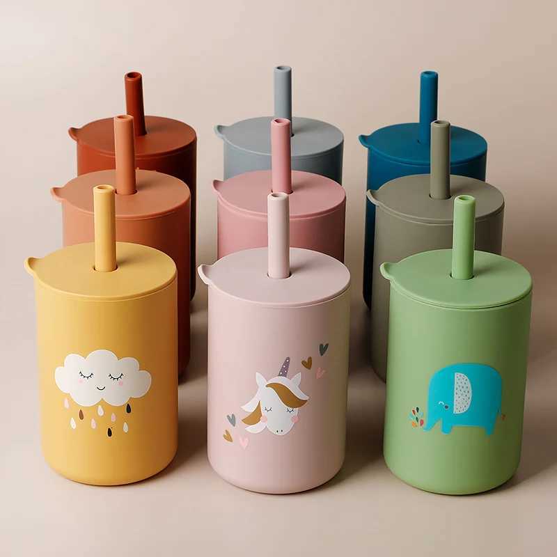 Baby Feeding Drinkware Straw Cup Baby Cartoon Learning Feeding Cup Food Grade Silicone Toddler Water Bottle Tableware BPA Free X2508061