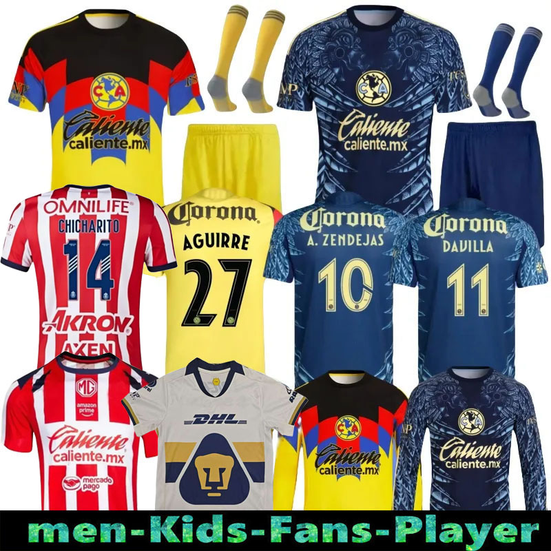 25 26 16-4XL Liga MX Club America Soccer Jersey R.MARTiNEZ GIOVANI home away Chivas jersey 2025 2026 football men women kids Children's set fans player