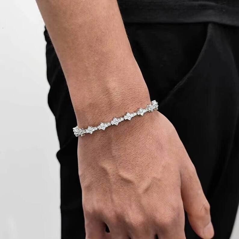 Hip Hop Jewelry Fashion Tennis Bracelets VVS 925 Silver Popular Jewelry Iced Out Custom Mossanite Tennis Bracelet High Quality