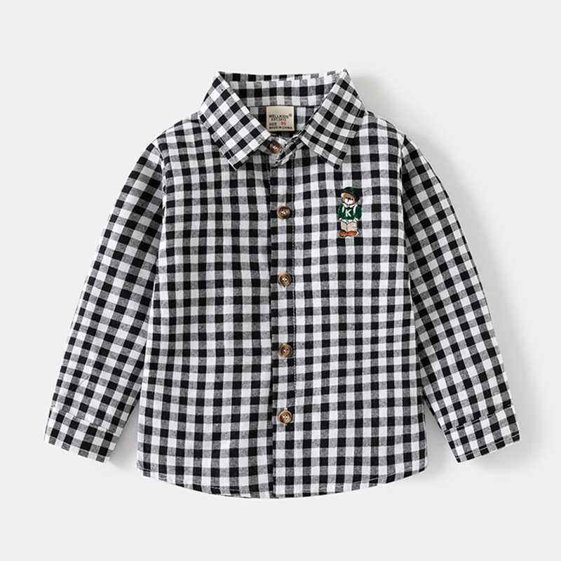 1EAL Spring Autumn Long Sleeve Boys Plaid Shirts Casual Classic Turn-down Collar Tops With Pocket For Children Kids Clothes X250806