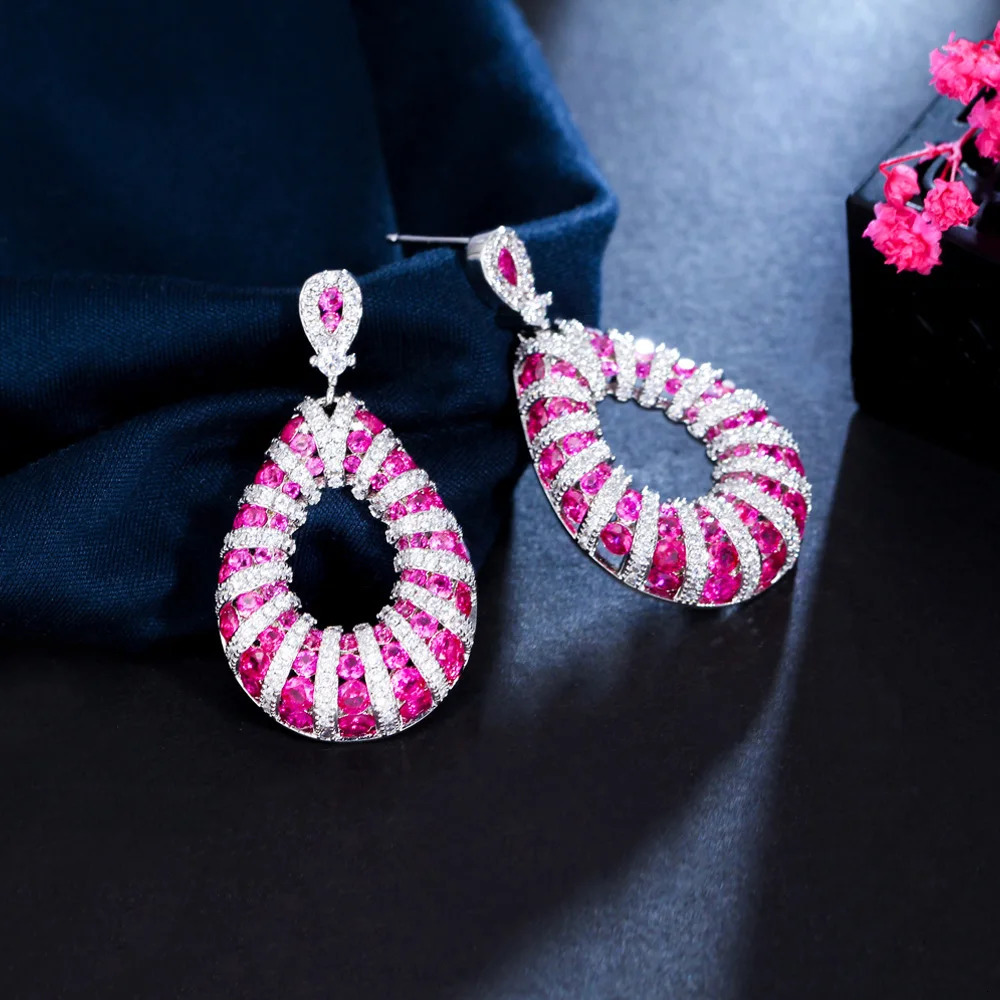 Pera Fashion Pink CZ Crystal Elegant Summer Party Jewelry Long Dangle Lollipop Color Style Drop Earrings for Women E908 250730