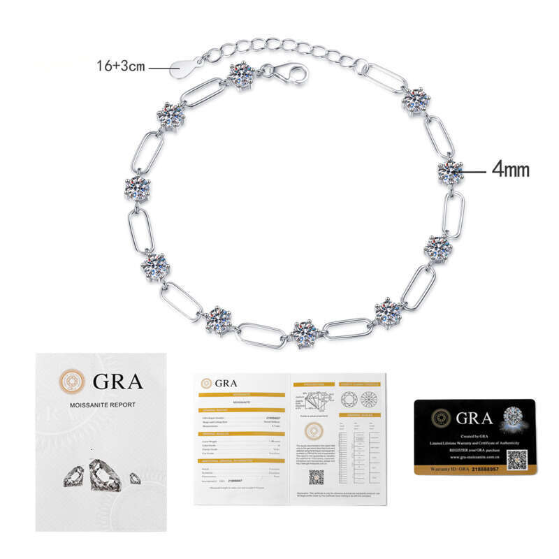 Iced Out VVS 3 ct Moissanite Bracelet Japanese and Korean Light Versatile Hand Accessories for Women