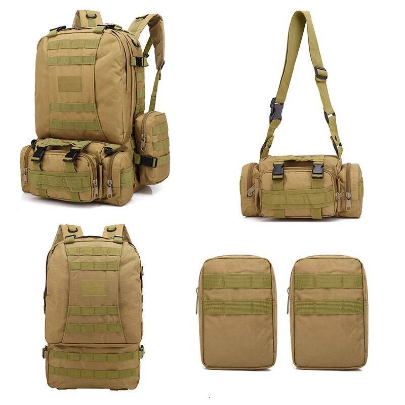 Men's Large Capacity Oxford Cloth Tactical Backpack Outdoor Hiking Climbing Army Rucksacks Waterproof Camping Bags 55L high-quality