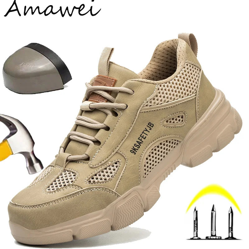 Breathable Safety Shoes Men Work Sneakers Indestructible Safety Boots Women Anti-smash Shoe Steel Toe Shoes Outdoor Sport Style 250731