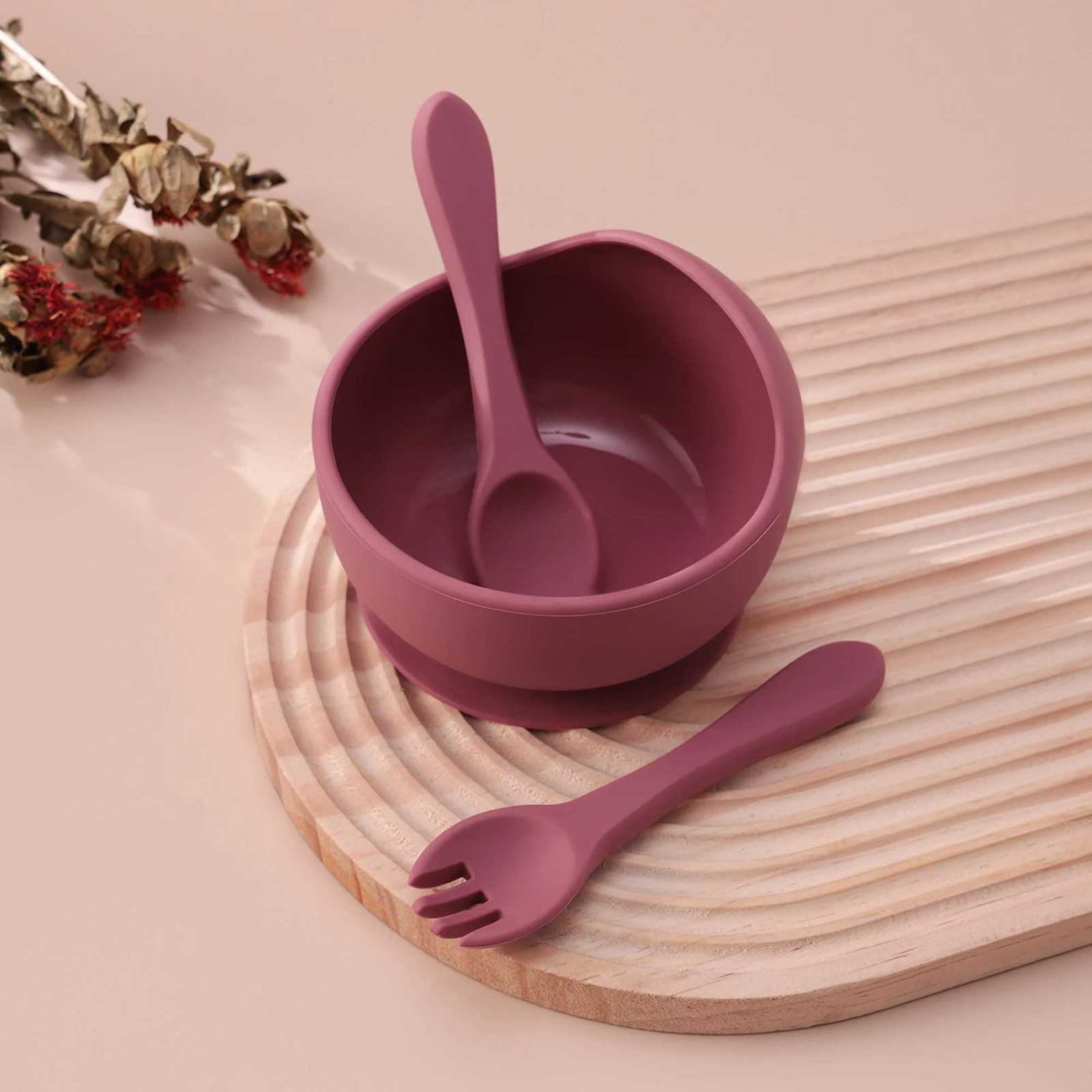 3PCS Silicone Baby Feeding Set Suction Bowl BPA Free Spoon Fork Toddler Learning Dishes Self Feeding Childrens Tableware X250806