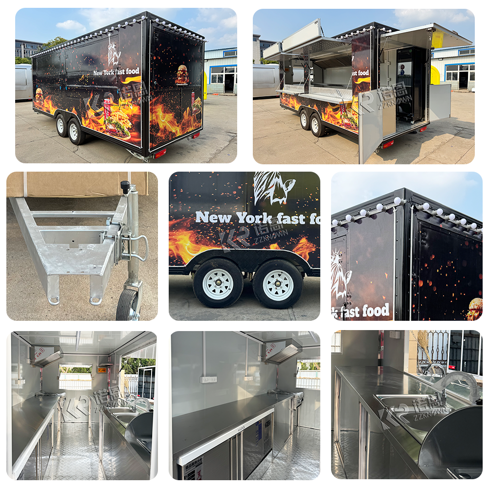 Mobile Food Trailer Hot Dog Potatoes Chips Fried Chicken Restaurant Fast Food Cart Truck Concession Catering Truck For Sale