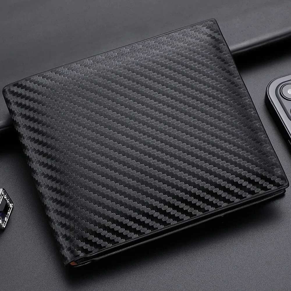 New Shot Carbon Fiber Short Wallet Mens Card Bag Integrated Zipper Change Coin Purse Bag Holder HoldersXJ250806