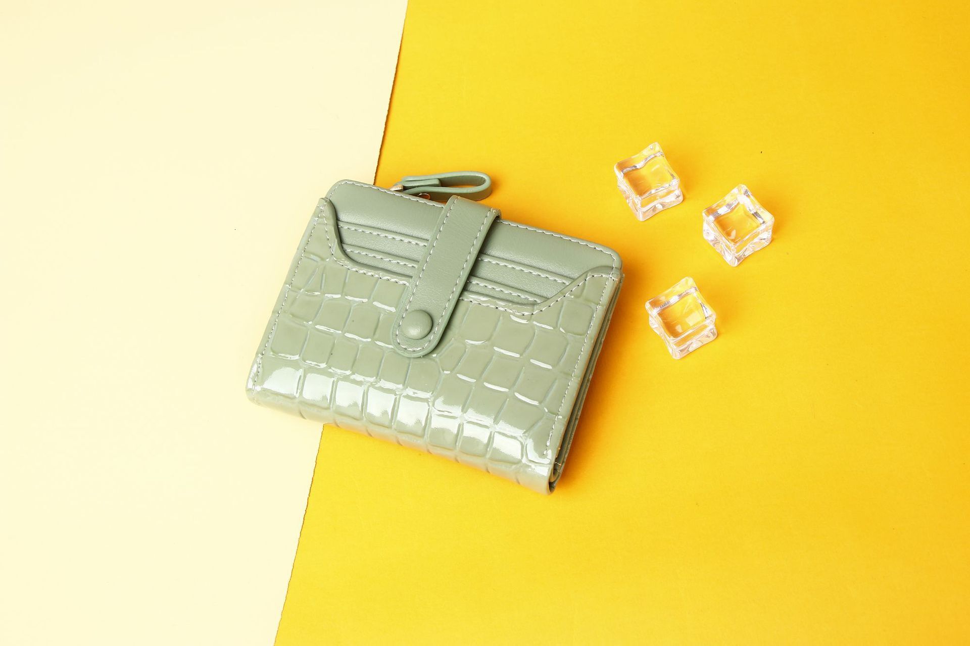 New Short Women's High-end Multi-card Slot Multi-functional Card Holder Solid Color Stone Pattern Coin Purse Wallet