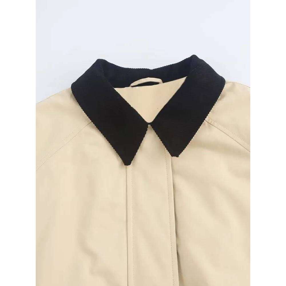 Designer Clothing 2025 TRAF Autumn And Winter New Fashion Corduroy Collar Cotton-Padded Jacket Chic Large Pocket Loose Coat Outerwear