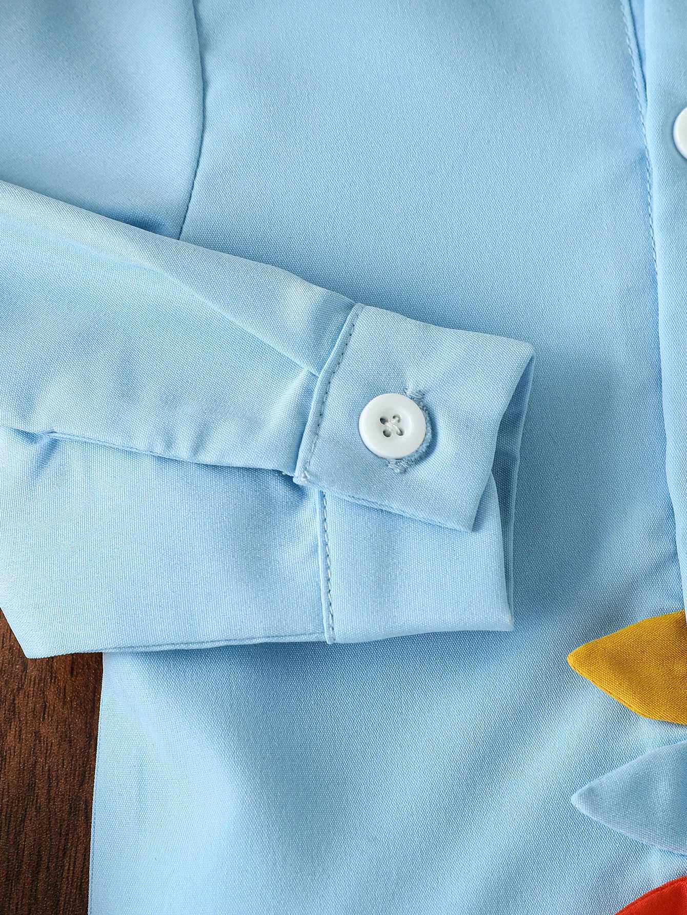 2025 New Spring Autumn Baby Boys Long Sleeve Blouses Shirts Korean Version Cartoon Dinosaurs Print Cute Lapel Tops X250806