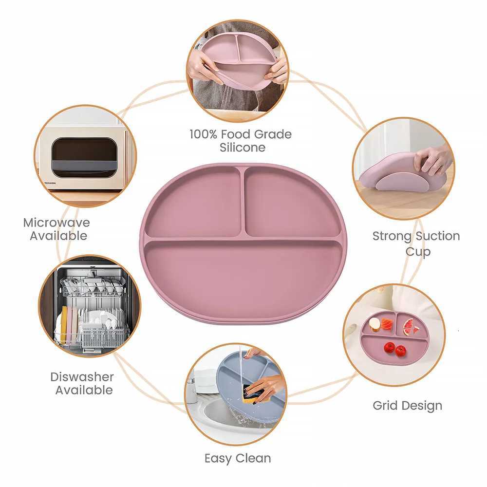 1PCS Baby Sucker Silicone Dining Plate BPA Free Children Dishes Suction Toddle Training Tableware Kids Feeding Bowls Baby Supplies X2508061