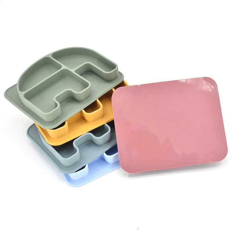 Baby Dish Food Grade Silicone Anti-Slip Plate for Toddler Self-Feeding Suction Bowl Cute Cartoon Elephant Tableware Baby Supplies X250806