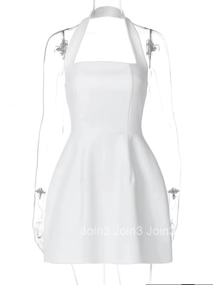 Sexy Elegant One-Shoulder Strapless Halter Backless Dress For Women Sleeveless A-Line Summer Solid Color Mini Party Dress