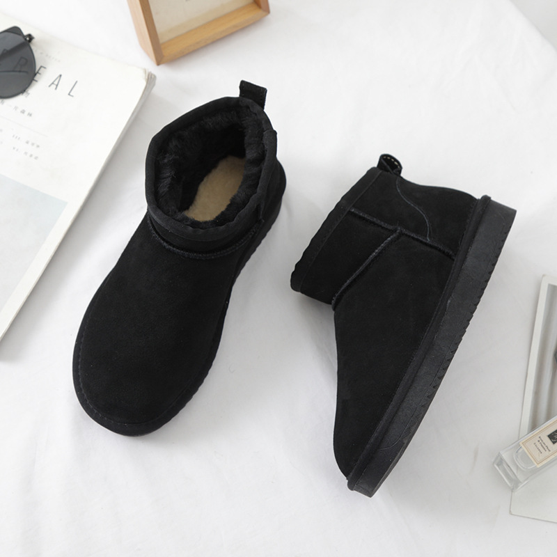 Winter Warm Fleece Lined Short Boots Cotton Shoes Unisex 2025 New Anti Slip Soft Sole Comfortable Puffy Cotton Shoes Men Women Size 35-44 Grey Black H