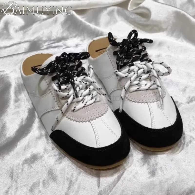 2025 Trend Casual Sneakers Women Slippers Lace Up Mules Shoes Flat Sandals Brand Sport Design Running Slides Womens Shoes M250806