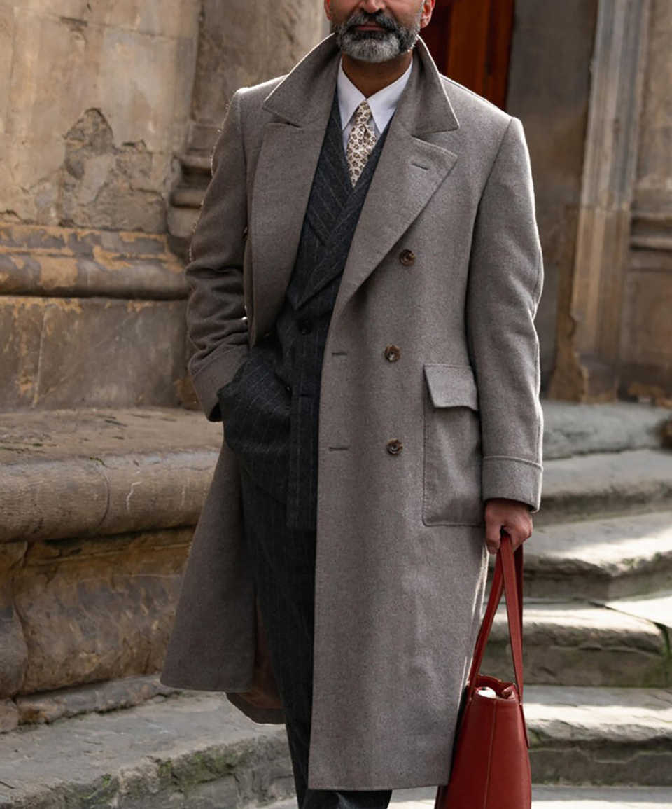 Classic Men's Overcoat Winter Long OverCoat Lapel Double Breasted Business Formal Winter Warm Coat Customized