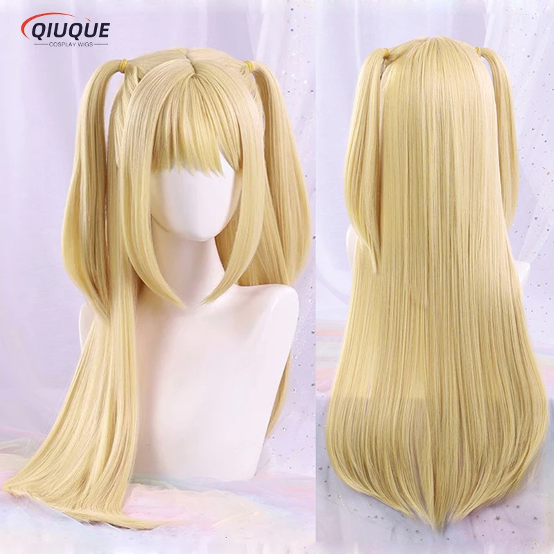 Anime MisaMisa Cosplay Wig Misa Amane Long Blond Double Tails Heat Resistant Hair Hallowen Party Wigs Wig Cap 250805