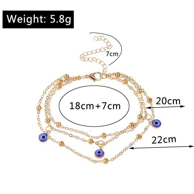 Aihua Bohemian Anklets s For Women Multiple Layers Turkish Eyes Ankle Barefoot Sandals Pulseras Foot Jewelry Y250805