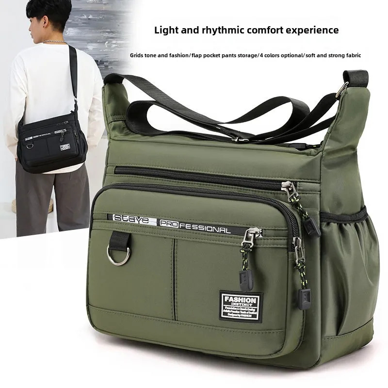 Oxford Shoulder Bag Large Capacity Mens Casual Multi-layer Pocket Fashion Single Shoulder Crossbody Messenger Bag 250731