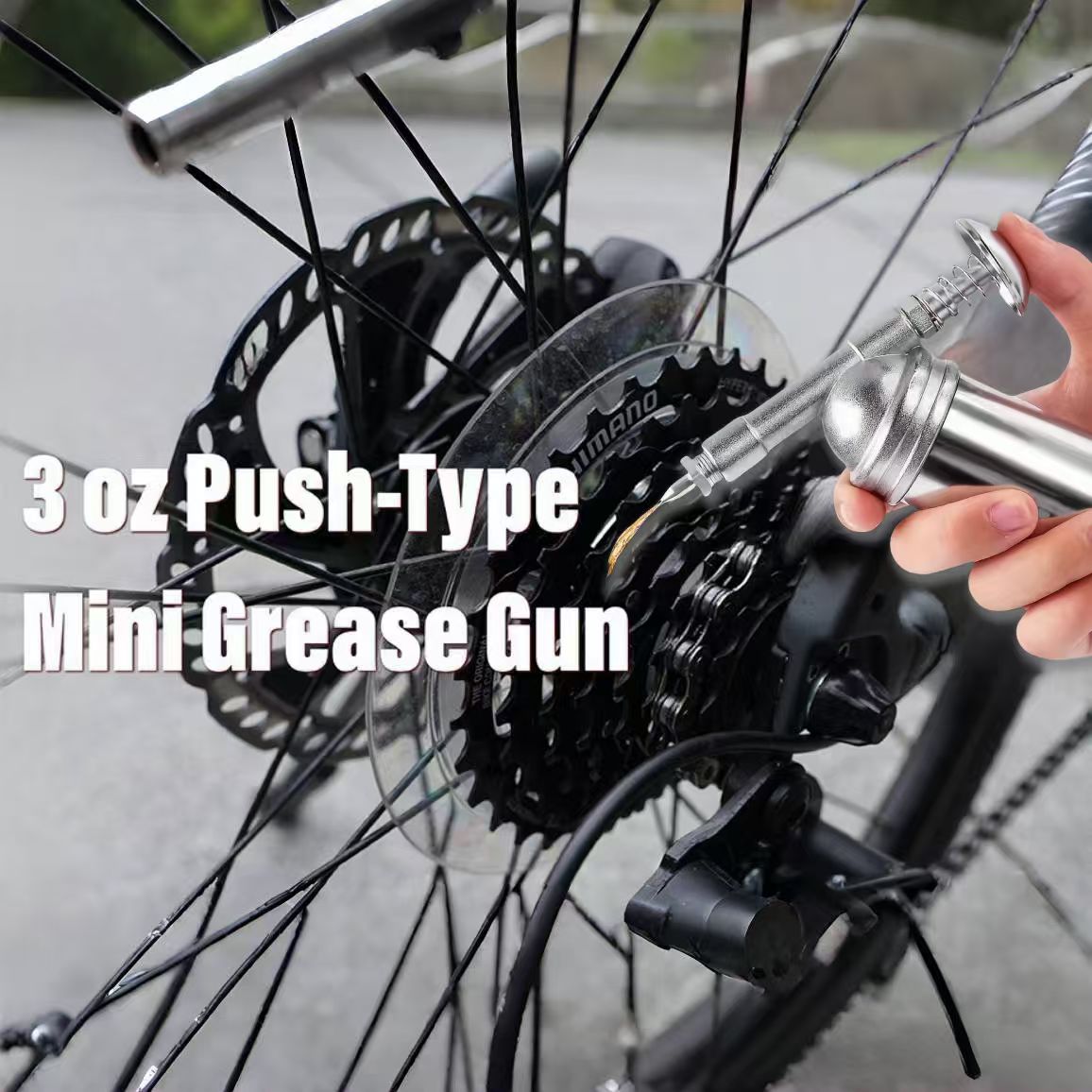 Mini Grease Gun Kit Bicycle Push-Type| One Handed Operation/80cc/3oz