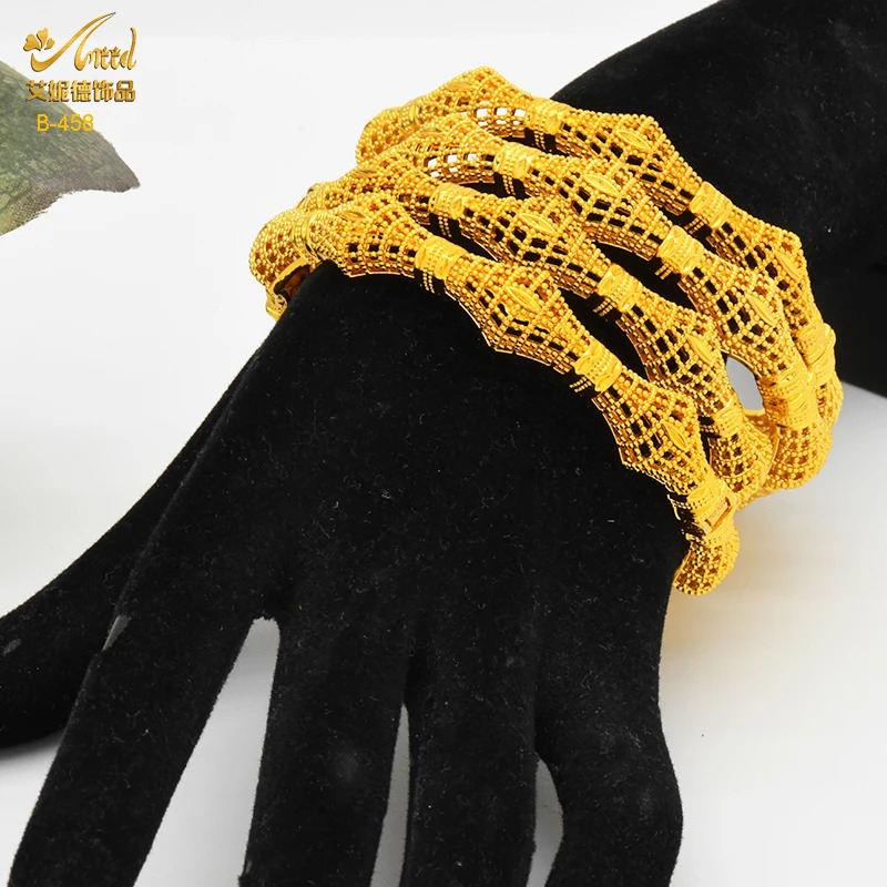 ANIID Dubai 24K Gold Color Bangles For Women Indian African Bracelets Charm Wedding Ethiopian Arabic Jewelry Gifts 250805