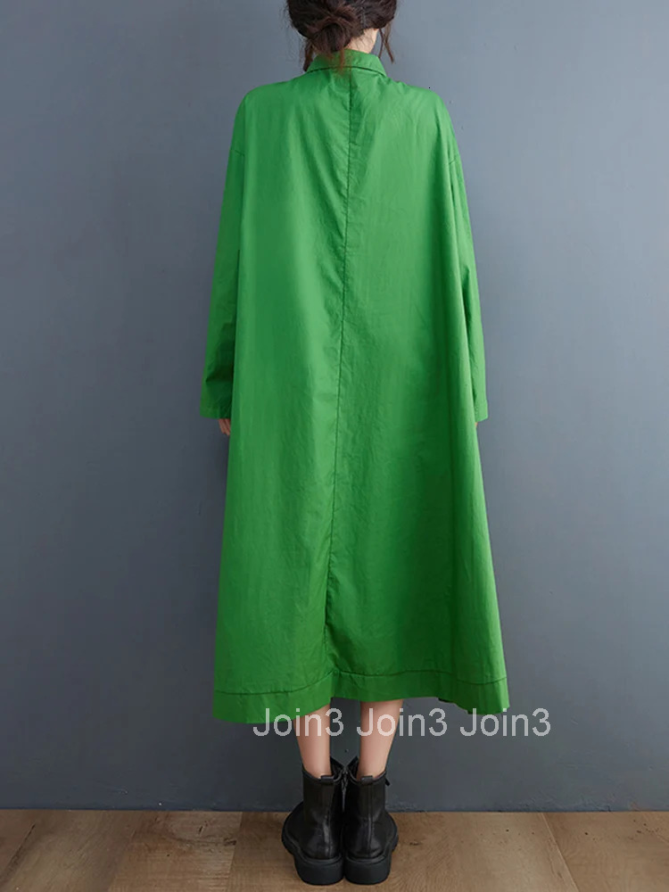 Polka Dot Hollow Out Cotton Shirt Dresses For Women Long Sleeve Loose Casual Vintage Dress Elegant Clothing Spring Autumn