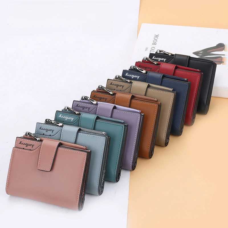 New Womens Short Leather Wallet Multi-Card Triple Fold Zipper Buckle Coin Purse Simple Casual Card HolderXJ250806