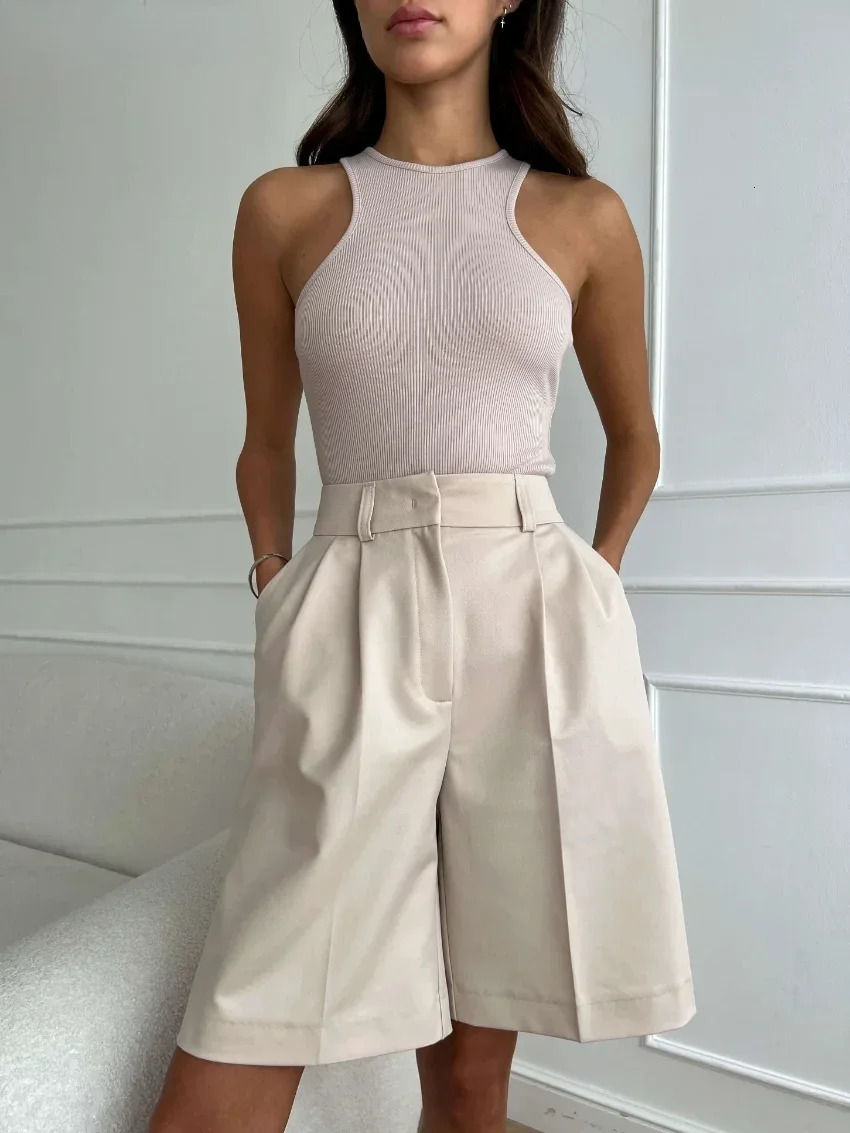 Wolfeel Summer High Waist Shorts for Women Casual Loose Wide Leg Solid Shorts Female Short Pants Y2k Booty Shorts 250806