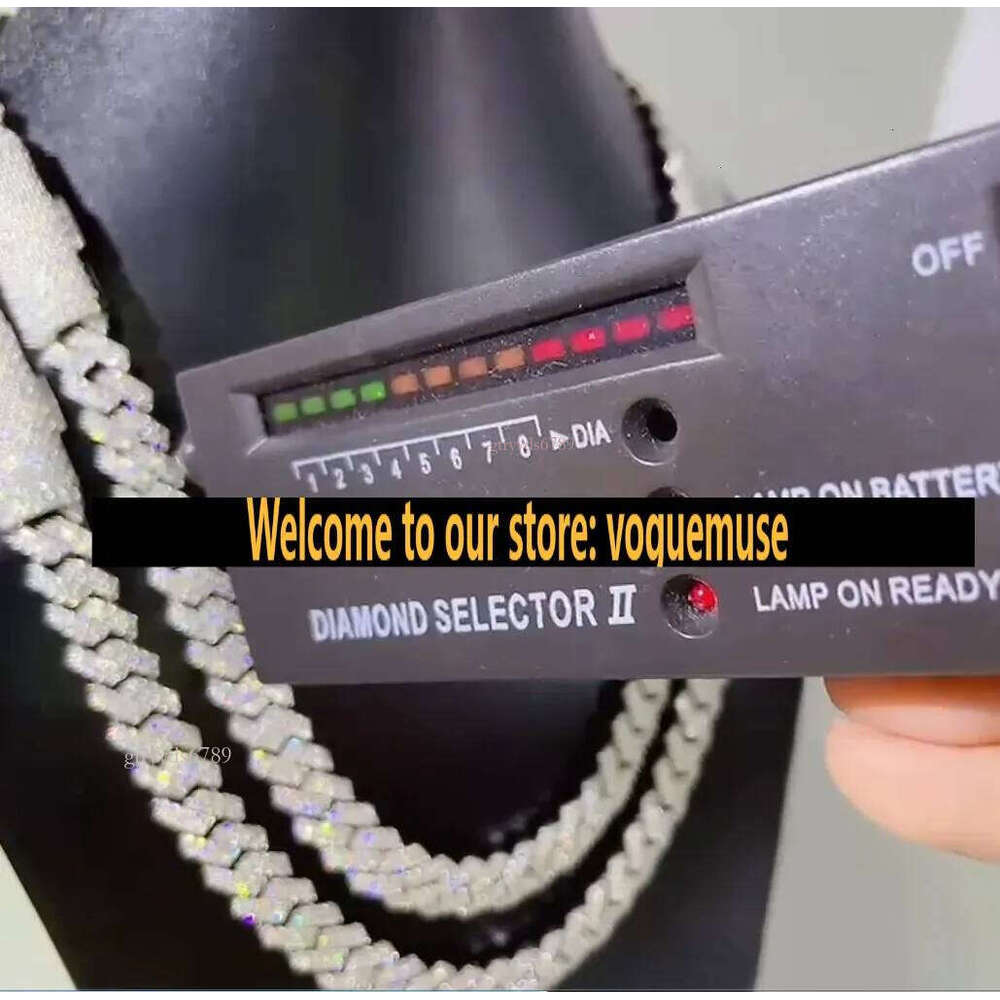 Designer necklace14MM wide 2 rows dia necklace designer for men high quality cuban link rock rapper hip hop gold plated stainless steel jewelry moissa