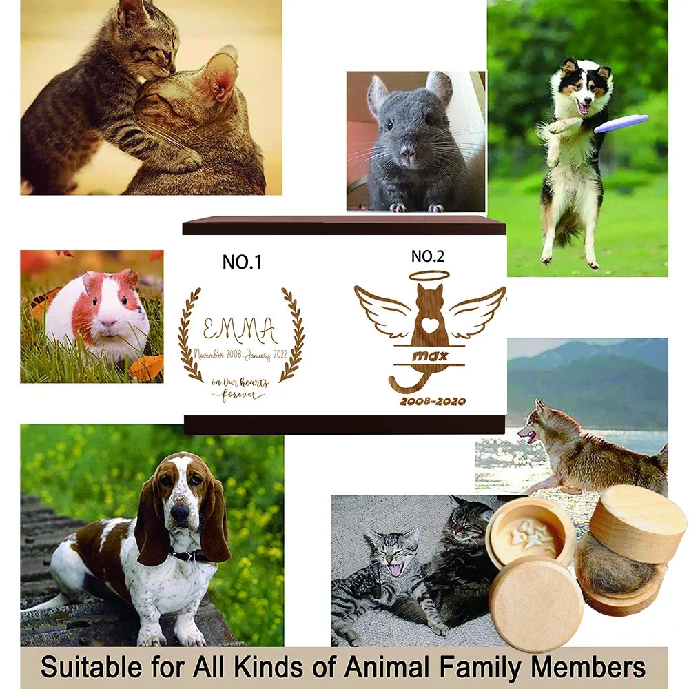 Dog Printed Wooden Carved Dog Fur Hair Memorial Box Save Teeth Pet Teeth Storage Box Lost Pet Urn Memorial Gift for Dog Lovers 250805