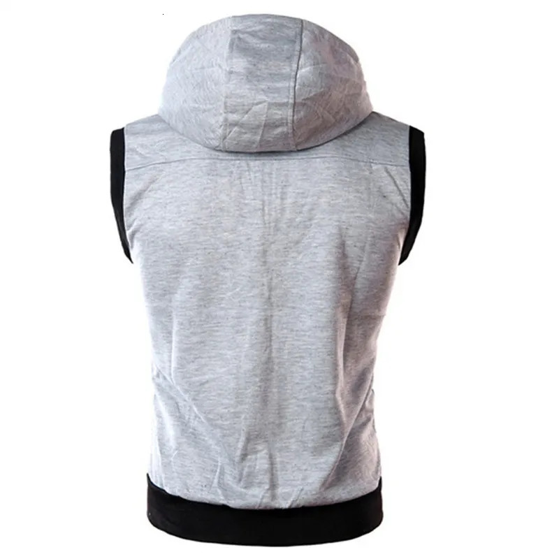 Mens Hooded Sleeveless Vests Solid Color Slim Fit Casual Cardigan Outwear Male Vintage Waistcoat Streetwear Vest Hoodies 250805