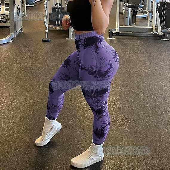 High Waist Peach Hip Tight Pants High Elastic Fitness Pants Seamless Slim Tie Dye Yoga Pants H250806