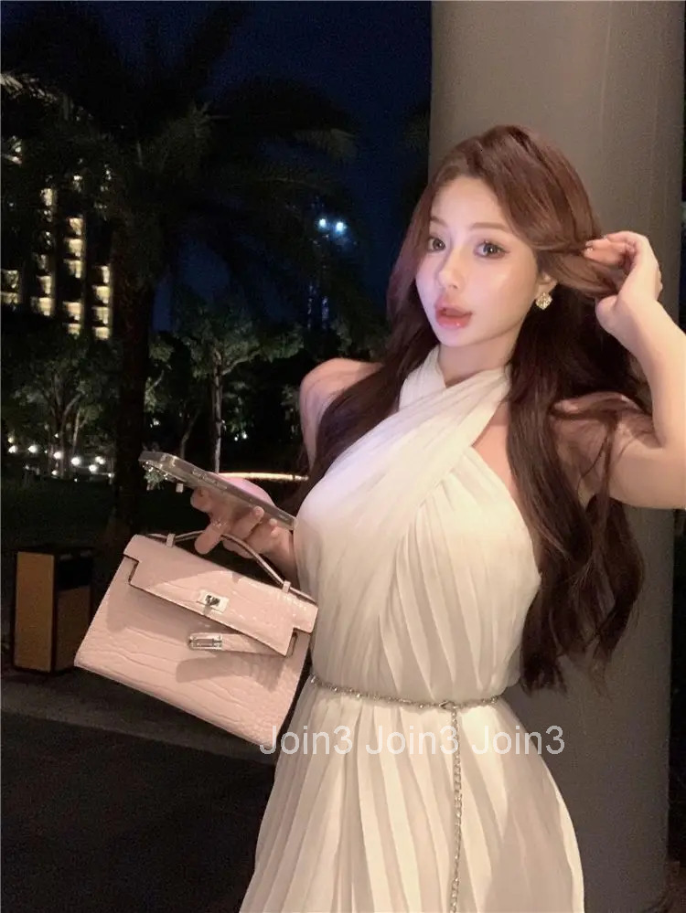 Women Dresses Sleeveless Halter Slim Elegant Summer Fashion French Style Party Mini Dress Ladies Sexy Clubwear Fashion