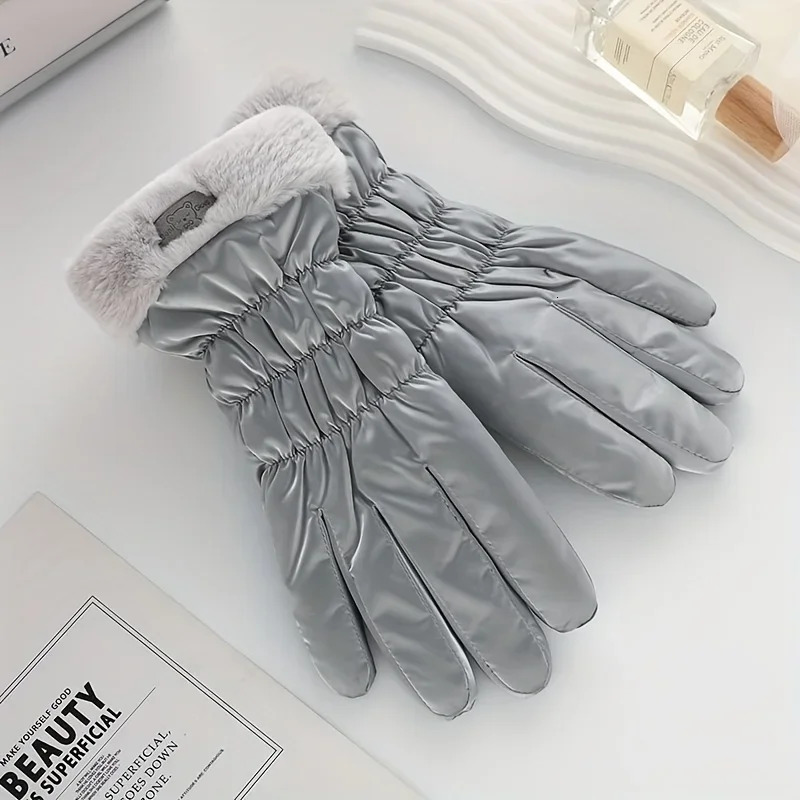 Winter Women Fashion Gloves Winter Warm Windproof Waterproof Gloves with Plush Lining For Cold Weather Outdoor Sports 250806