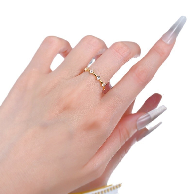 Hui Zhi Wing Jewelry S Silver Gold Plated Minimalist Fashion Style Light Luxury Strip Ring Stackable Matching