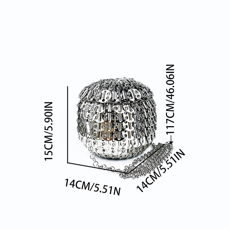 Niche Shoulder Bag - Elegant Silver Metallic Design with Three-Dimensional Sphere Feature