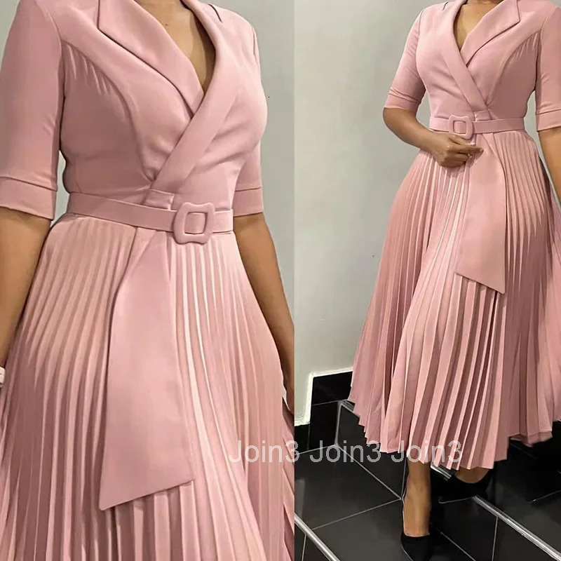 Pleated Dress Women Sexy Dresses White Round Neck Slim Sheath Work High Waist Hip Wrap Elegant Bodycon Mid Length Vestidos