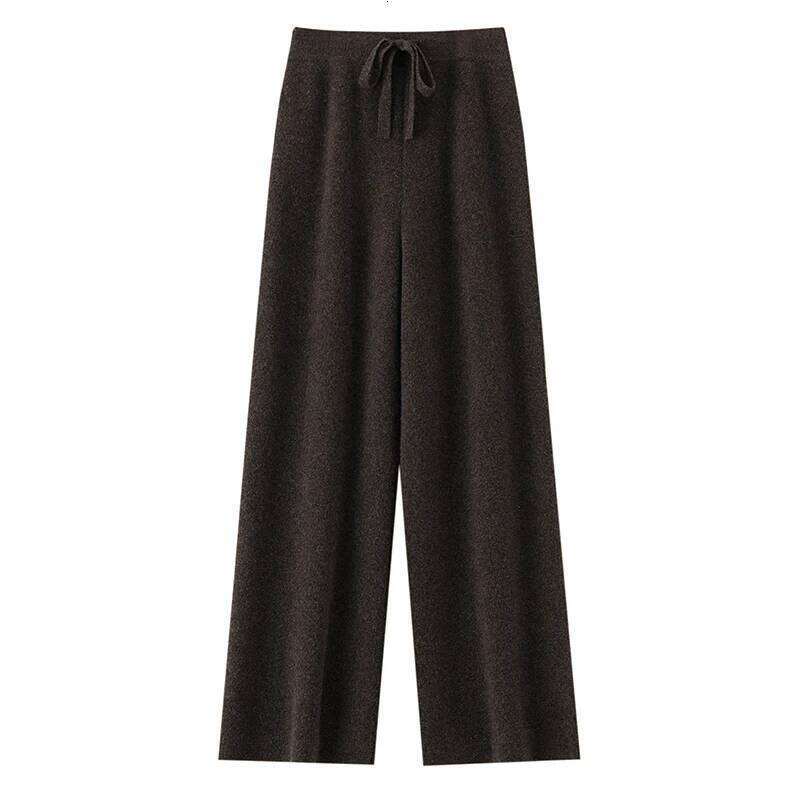 100% Merino Wool Women's Knitted Trousers, Popular, Fashionable, Warm, Wide-Leg Pants, New Autumn And Winter 2024 250806