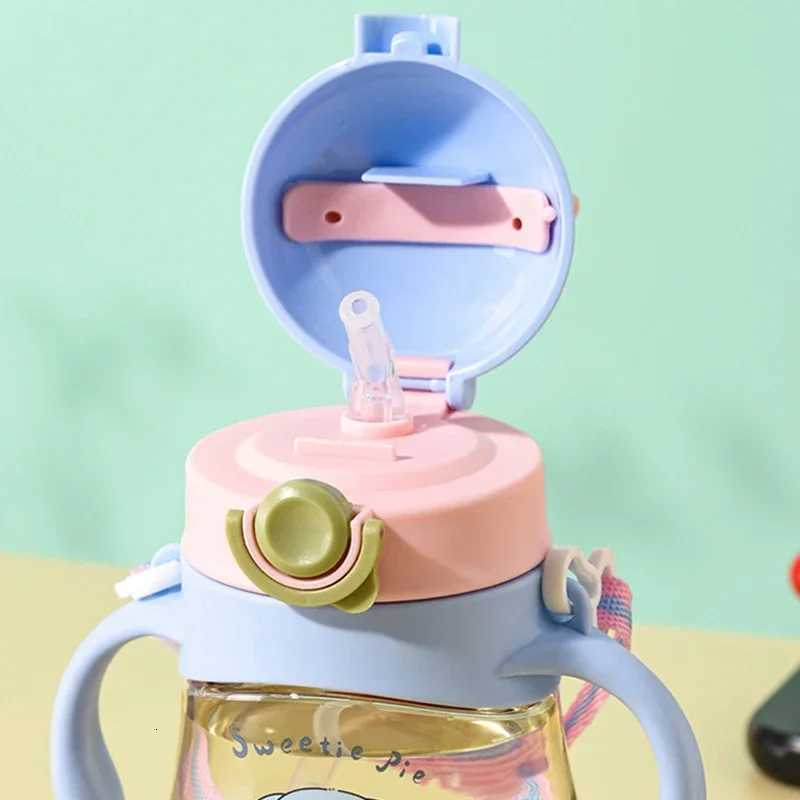 410ML Baby Drinking Cup Feeding Bottle Anti-Choking with Straw Gravity Ball Wide Caliber Drinking Milk Water Bottle with Handle X250806