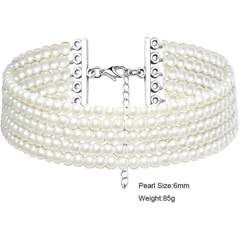 Fashion Multilayer Elegant White Pearl Choker Necklace for Women Beaded Handmade Wedding Banquet Necklace Vintage Jewelry Y250805