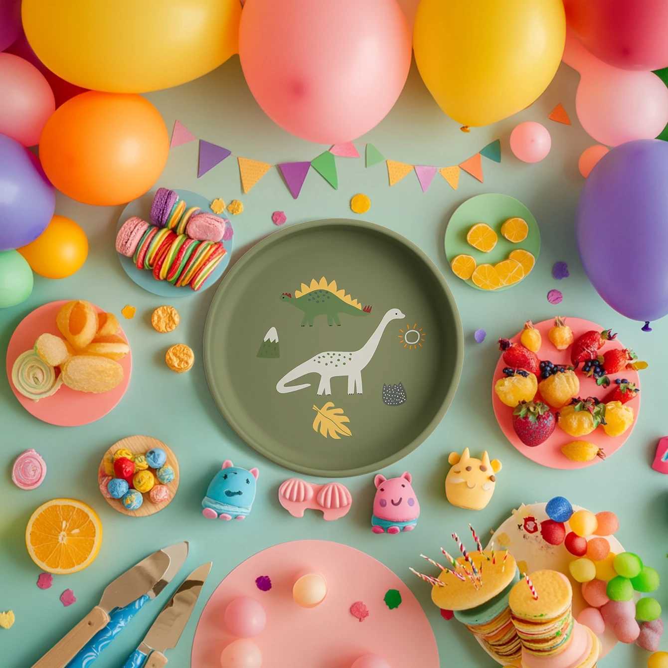 1PCS Baby Silicone Dishes Plate New Dinosaur Pattern Food Tray Baby Dishes Feeding Bowl Newborn Learning Plate To Eat Tableware X250806