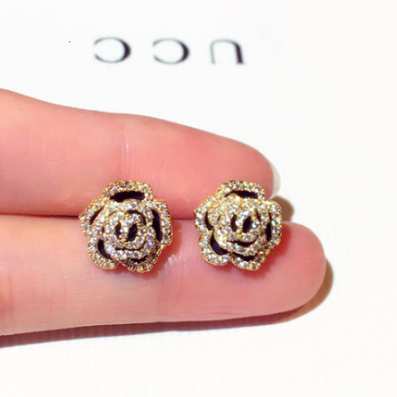 Free Shipping Designer Luxury Jewelry New Fashion Design Silver Needle Earrings Super Beautiful Zircon Rose Flower Elegant Ear Accessories