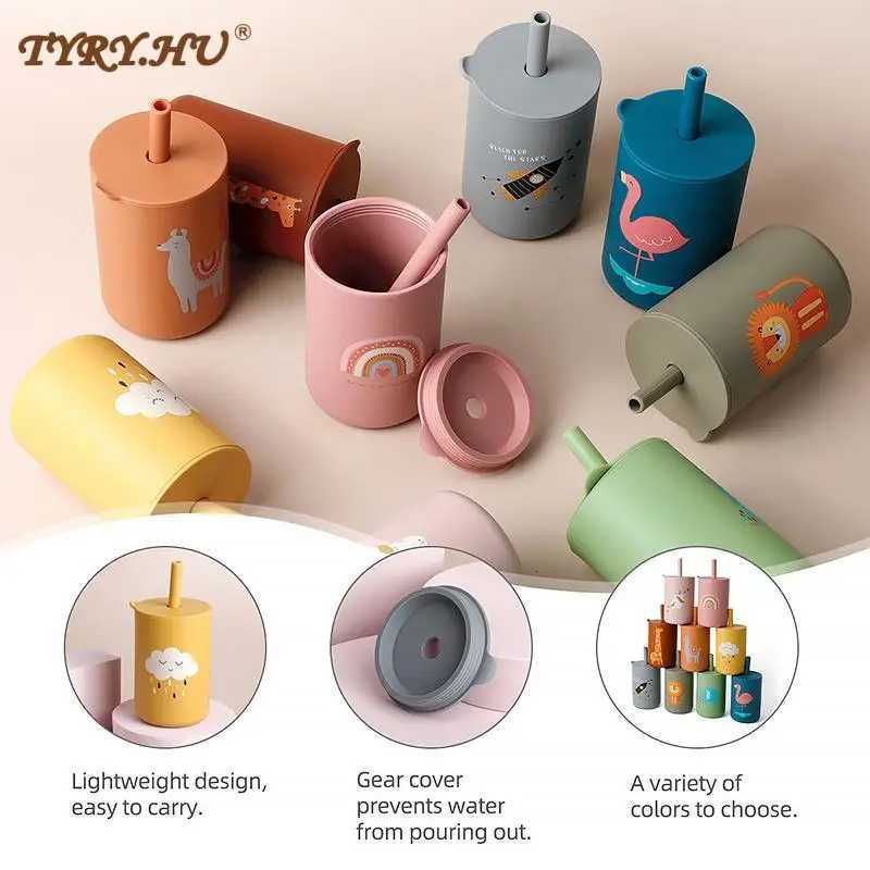 150ML Baby Feeding Drinkware Straw Cup Baby Learning Feeding Bottles Anti-Hot Leakproof Silicone Tableware Toddler Water Bottle X250806